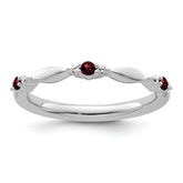 14k White Gold Stackable Expressions Garnet and Diamond Ring